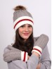 Cable Knitted Camp Hat W/ Pompom and Mitten Set 